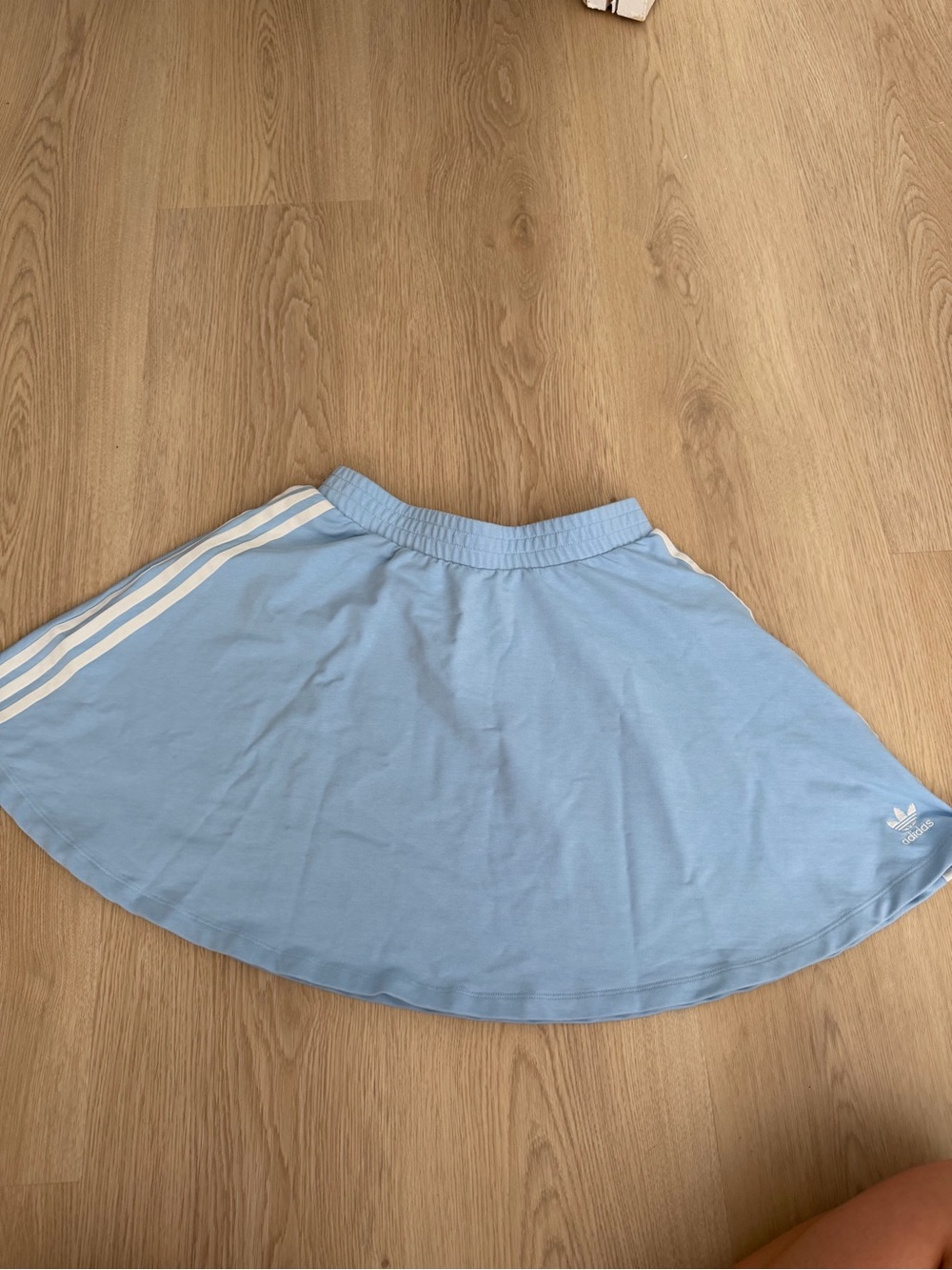 adidas Light Blue Circle Skater Skirt with White Side Stripes